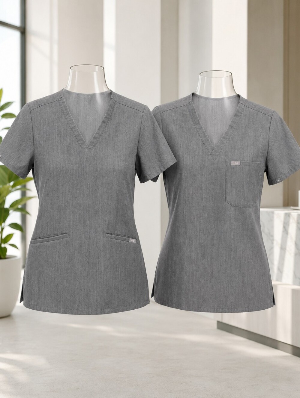 FIGS Technical Collection Grey Scrub Tops Bundle Casma Catarina Small